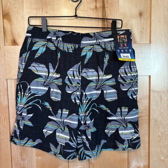 NWT Speedo Tech Volley Swim Shorts Small 30/32 Boxer Brief Liner UPF50+ Stretch - Picture 1 of 8